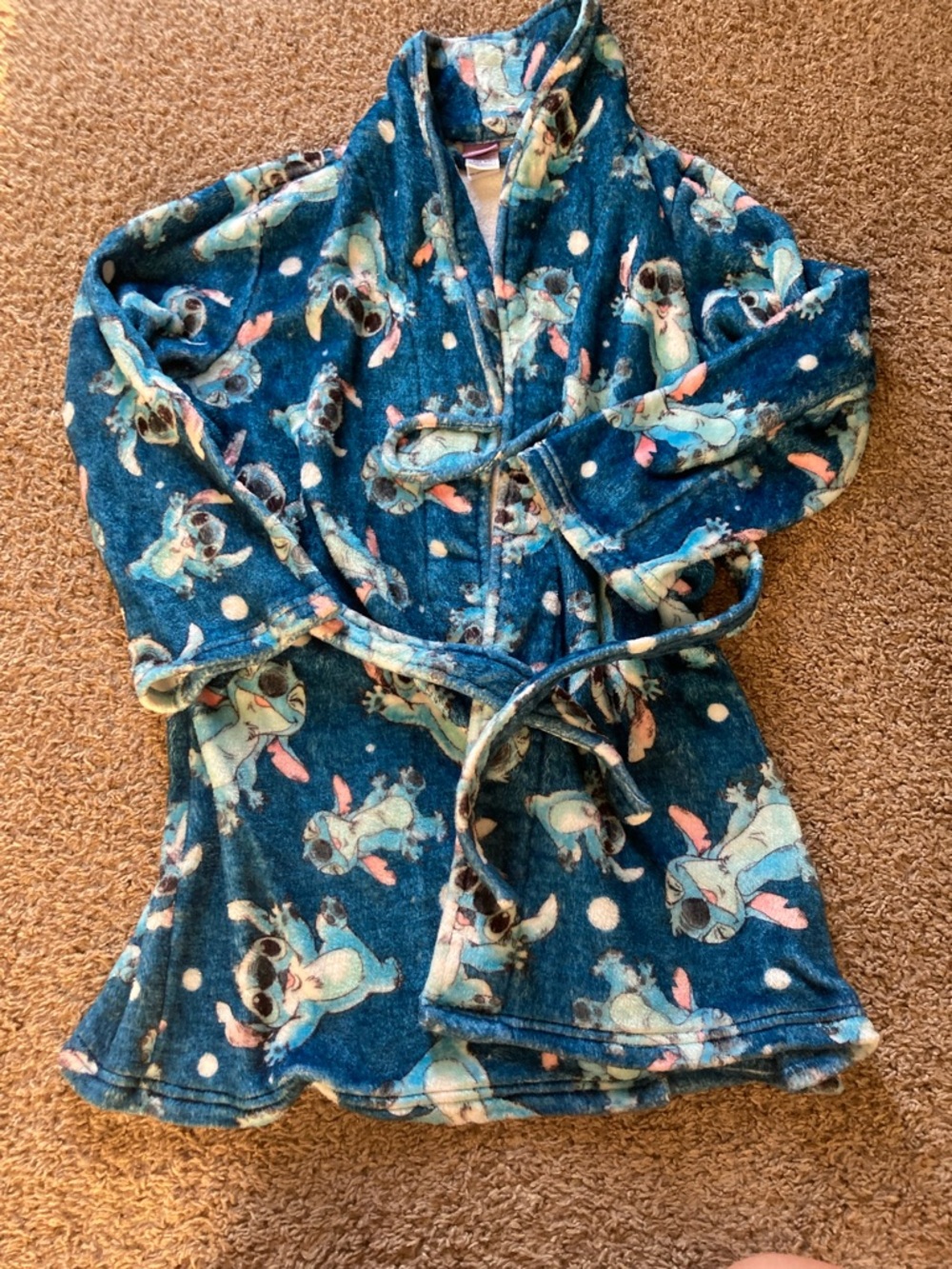 Blue Lilo & Stitch Fleece Robe with Stitch Print size 8